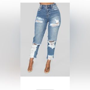 Fashion nova blue ripped jeans